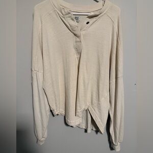 Cream Long Sleeve Henley Shirt